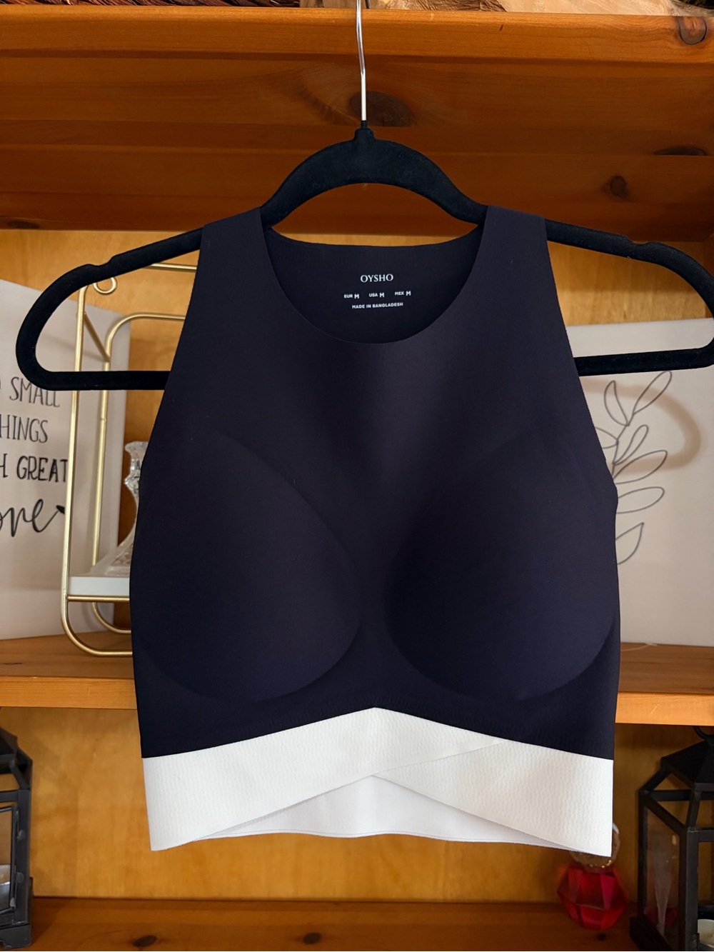 Oysho Navy and White Cropped Tank Top